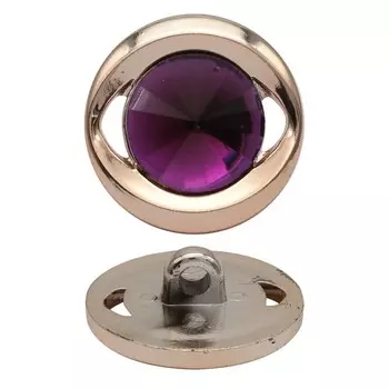 Пуговица со стеклянным стразом 40L (TY1552 фиолетовый), 12 шт