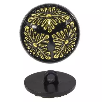 Пуговицы на ножке с золотыми цветками 20 мм (чёрный), 12 шт