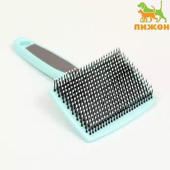 Пуходерка пластиковая мягкая с закругленными зубьями, средняя, 915.5 см, бирюзовая