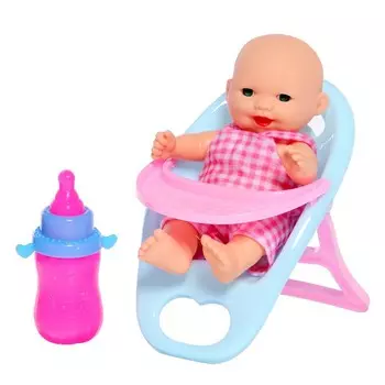 Пупс в одежде «Малыш» со стульчиком для кормления, с бутылочкой