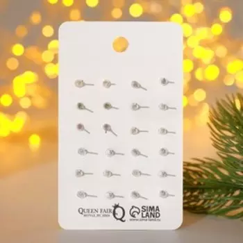 Пусеты 12 пар «Ассорти» венок, ель, снеговик, шапочка, цветные в золоте