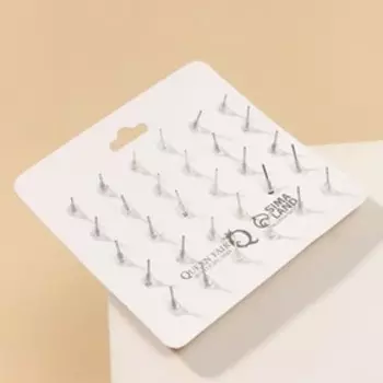 Пусеты 15 пар «Минимал» бусины d=5-10 мм, цвет МИКС