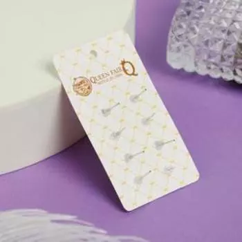 Серьги пусеты 4 пары «Романтика» звёзды, бело-чёрные в серебре