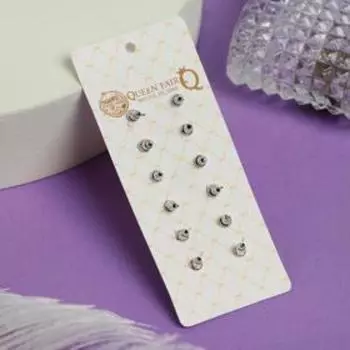 Серьги пусеты 6 пар «Романтика» сердца, цветные