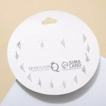 Пусеты 7 пар «Неделька» вишенки, цветные в серебре