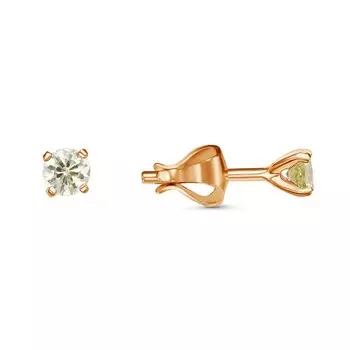 Пусеты "Гвоздики", розовое золочение, цвет светло-зелёный