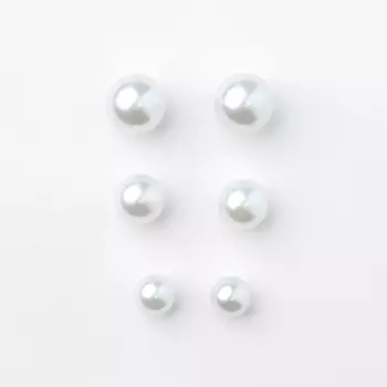 Пусеты 3 пары «Жемчужные» ротация, цвет белый