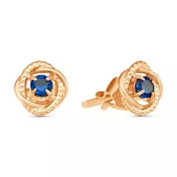 Пусеты позолота "Орбита", цвет синий