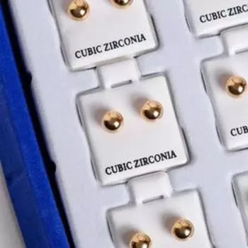 Пусеты в коробочке 36 пар "Шарик" сплошной, цвет золото