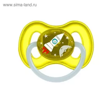 Пустышка латексная Canpol babies Space, круглая, от 0-6 месяцев, цвет жёлтый
