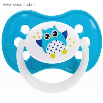 Пустышка силиконовая симметричная Owl, от 6 до 18 мес., цвет МИКС