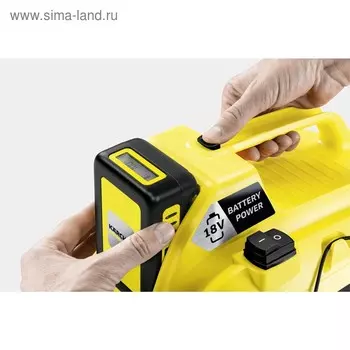 Пылесос Karcher WD1 Compact Battery, беспроводной, 230 Вт, 7 л, шланг 1.2 м, чёрно-жёлтый