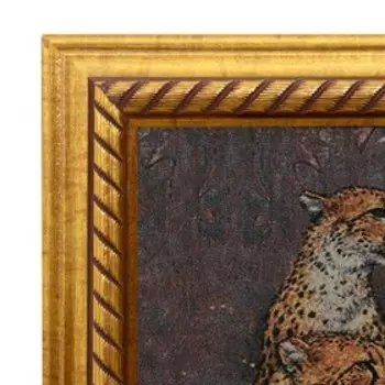 R203-40х57 Картина из гобелена "Семейство леопардов и негритянка" (47х65)