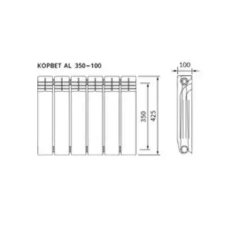 Радиатор алюминиевый "Русский Радиатор" КОРВЕТ, 350 x 100 мм, 4 секции