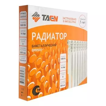 Радиатор биметаллический TAEN BMR, 500 х 78 мм, 8 секций, 1000 Вт