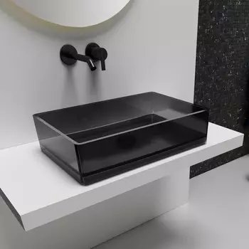 Раковина ABBER Kristall AT2803Onyx, накладная, 600х400х150 мм, полиэфирная смола, черная