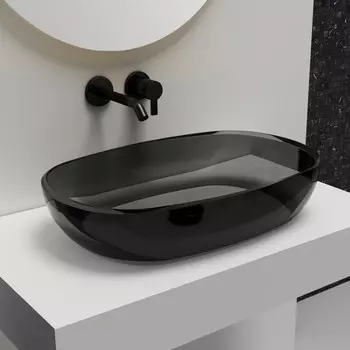 Раковина ABBER Kristall AT2805Onyx, накладная, 600х400х155 мм, полиэфирная смола, черная