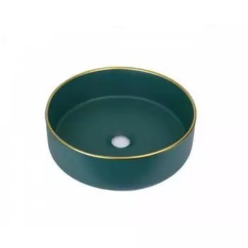 Раковина Bronze de Luxe 1054, накладная, d = 360 мм, без отверстия под смеситель, зеленый