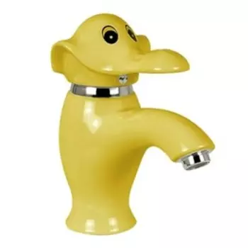 Раковина детская Comforty 0991Y, донный клапан DK-02Y, пьедестал P0991Y, смеситель 01Y, жёлтая