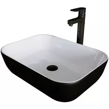 Раковина GROSSMAN GR-4041BW, прямоугольная, 460 х 320 мм, белый/черный