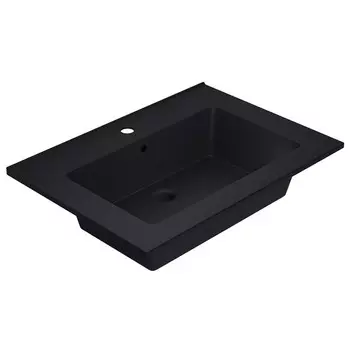 Раковина кварцевая полувстраиваемая Uperwood Parma Quartz, 65 см, чёрная матовая, уголь