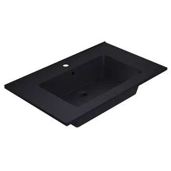 Раковина кварцевая полувстраиваемая Uperwood Parma Quartz, 75 см, чёрная матовая, уголь