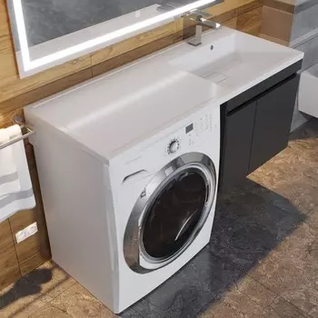 Раковина над стиральной машиной Uperwood Magenta, 110 см, правая, белая