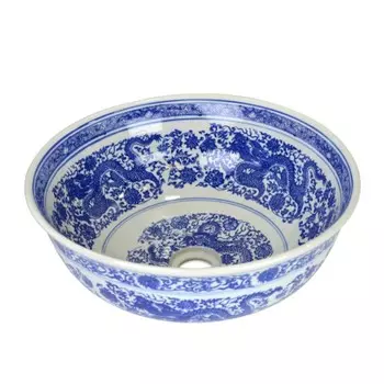 Раковина накладная Bronze de Luxe Dragons 6050, 410х410х140 мм, без перелива, фаянс