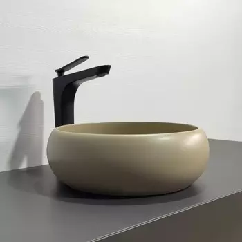 Раковина накладная Comforty 113MC, круглая, цвет капучино матовый