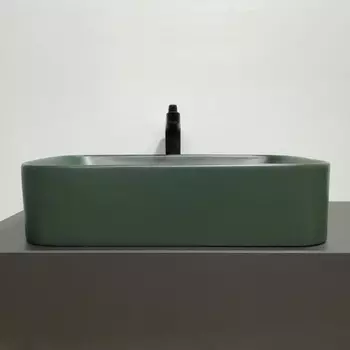 Раковина накладная Comforty 78575MDG-60, прямоугольная, цвет тёмно-зелёный матовый