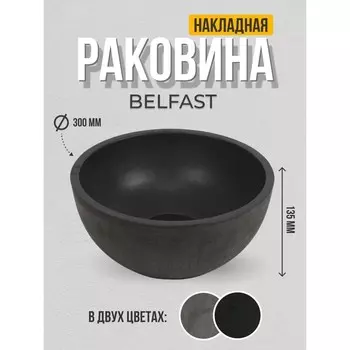 Раковина накладная Uperwood Belfast круглая, бетон, графит