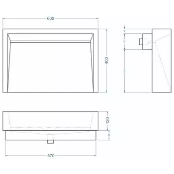 Раковина накладная Uperwood Mariana, 6040 см, прямоугольная, черный