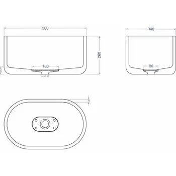 Раковина накладная Uperwood Venice, 5634 см, овальная, черный