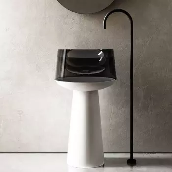 Раковина напольная ABBER Kristall AT2706White-Onyx, цвет белый/черный