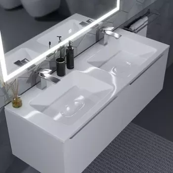 Раковина полувстраиваемая двойная Uperwood Modul 120 см, прямоугольная