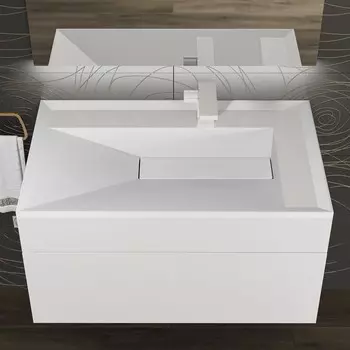 Раковина полувстраиваемая Uperwood Lotus, 80 см, прямоугольная, белая глянцевая