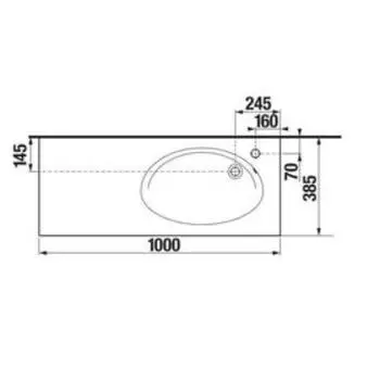 Раковина Rosa Etna 100 327009000, 1000 х 385 мм, мебельная, правая, белый