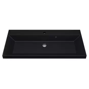 Раковина Uperwood Classic Quartz 100 см, кварцевая, чёрная матовая, уголь