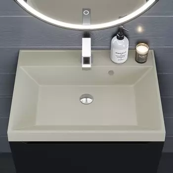 Раковина Uperwood Classic Quartz 60 см, кварцевая, бежевая матовая, лён