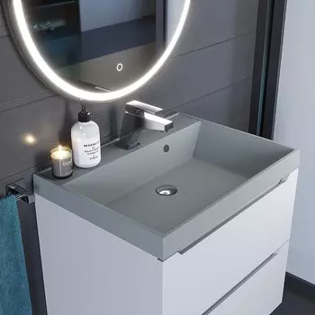 Раковина Uperwood Classic Quartz 60 см, кварцевая, серая матовая, платина