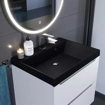 Раковина Uperwood Classic Quartz 60 см, кварцевая, черная матовая, космос