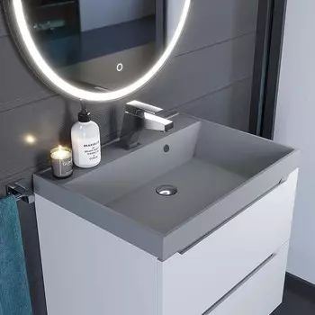 Раковина Uperwood Classic Quartz 60 см, кварцевая, серая матовая, бетон