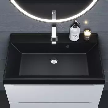 Раковина Uperwood Classic Quartz 70 см, кварцевая, черная матовая, уголь