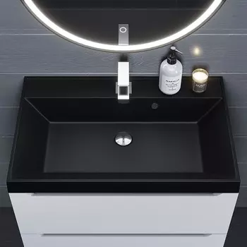 Раковина Uperwood Classic Quartz 70 см, кварцевая, черная матовая, космос