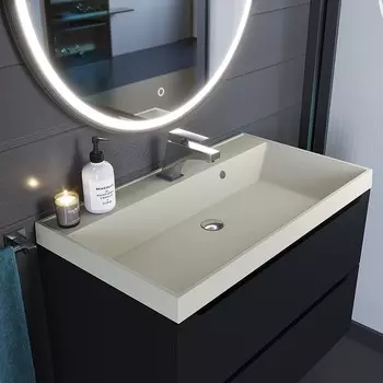 Раковина Uperwood Classic Quartz 80 см, кварцевая, бежевая матовая, лён