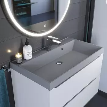 Раковина Uperwood Classic Quartz 80 см, кварцевая, серая матовая, бетон