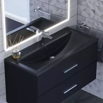 Раковина Uperwood Foster Quartz 100 см, кварцевая, черная матовая, космос