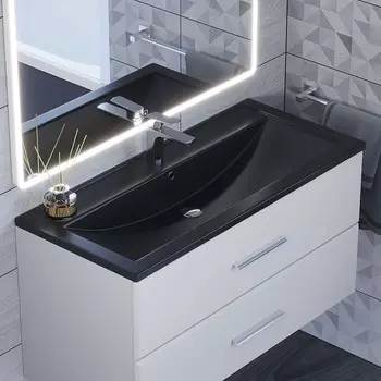 Раковина Uperwood Foster Quartz 100 см, кварцевая, черная матовая, уголь