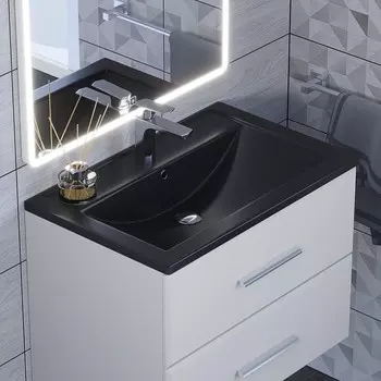 Раковина Uperwood Foster Quartz 70 см, кварцевая, черная матовая, уголь