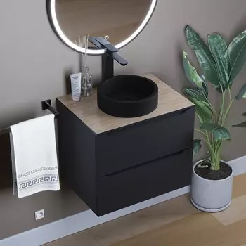 Раковина Uperwood Round, накладная, 34 см, круглая, черный